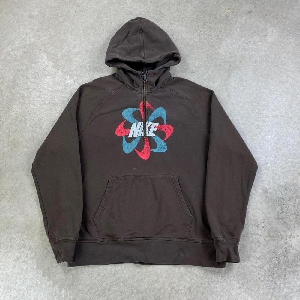 Vintage‎ Nike Pin Wheel Sweatshirt Size XL Brow Full Zip Hoodie Track
